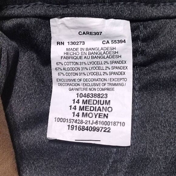 Lee Regular Fit Tapered Leg Mid Rise Striped Brown Jeans Sz 14 Elastic Ankle - Picture 6 of 6